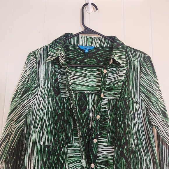 Derek Lam Design Nation Green black cotton Button down Shirt Dress Size Medium - Picture 3 of 16